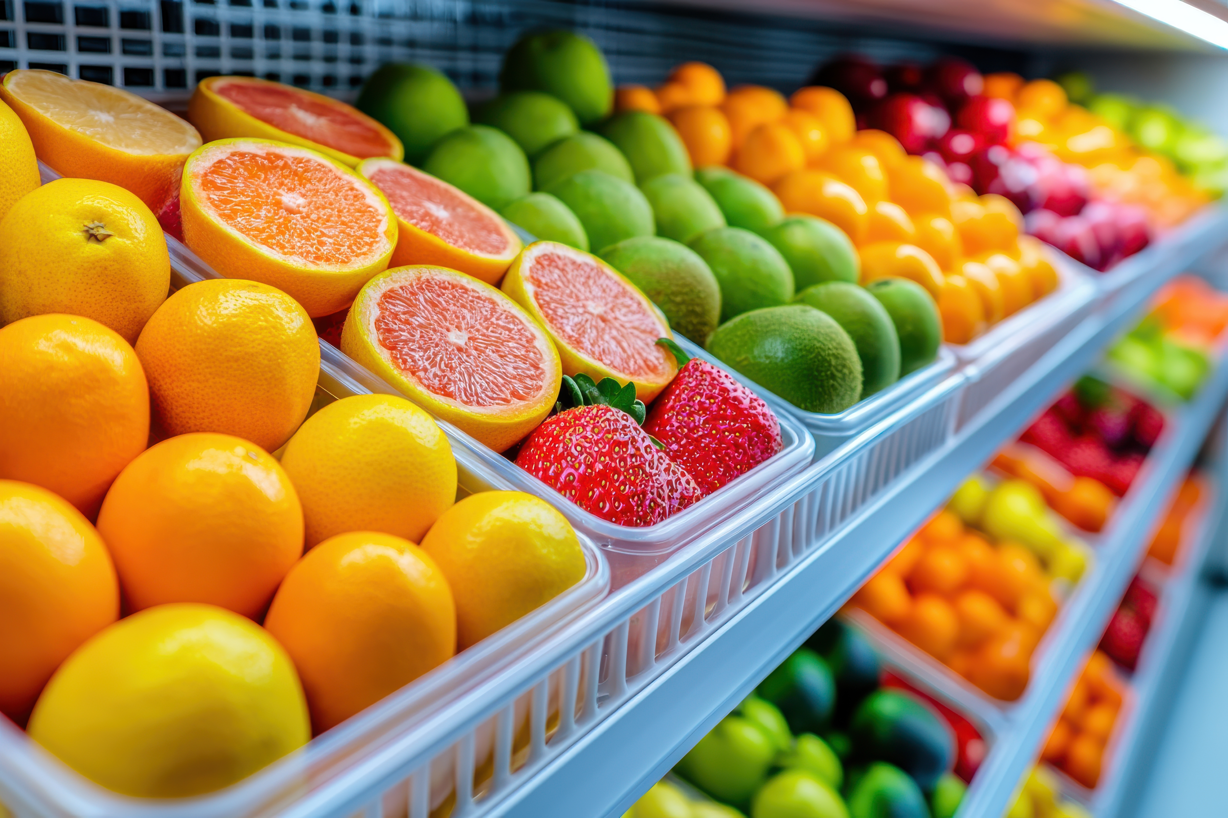 A vibrant market display of fresh produce